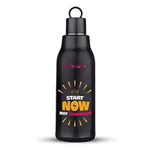 Trueware Atom 800 Stainless Steel Water Bottle 800 Ml Stainless Steel Finish Black