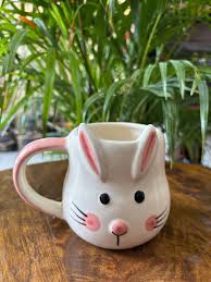 Pink Cute Bunny Face Ceramic Mug 3D Animal Design Tea Coffee