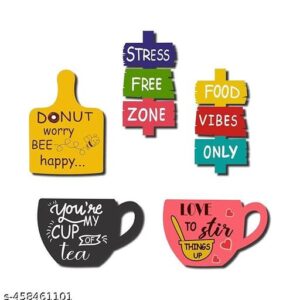 Craft Printed Mdf Wooden Tea Food Funny Intellectual Fridge Magnets Set Of 5