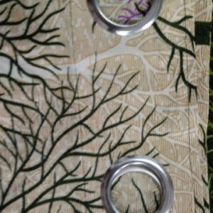 Green Polyester Eyelet Designer Printed Curtains Pack Of 2