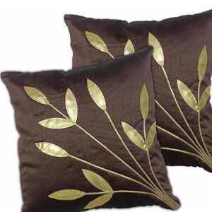 Homeekart Set Of 5 Decorative Leaves Floral Pillow Cushion Covers 16 X 16 Inches Brown