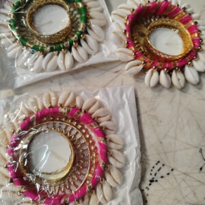 Colorful Floral Tealight Candle Holder For Festive Diwali Decor 3Pcs