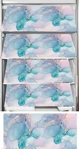 Blue Color Printed Fridge Mat Refrigerator Mat Set Of 6