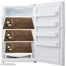 Brown Color Printed Fridge Mat Set Of 3