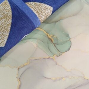 Multicolor Printed Fridge Mat Set Of 4 And Blue Color Top Cover