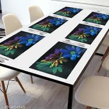 Blue Color Printed Placemats Dining Table Mat Set Of 6