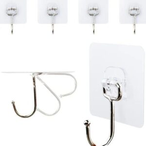 6Pc Transparent Adhesive Wallmount Waterproof Plastic Hook