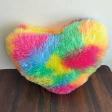 Rainbow Heart Shaped Decorative Pillow