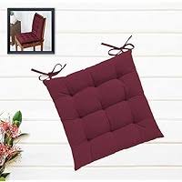 Cotton Shell Mix Fiber Filled Multipurpose Chair Cushion Pad With Ties 16X16 Colour Mehroon