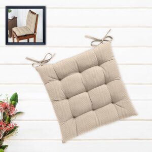 Cotton Shell Mix Fiber Filled Multipurpose Chair Cushion Pad With Ties 40X40Cm 16X16 Colour Beige