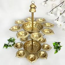 Two Tier Diya Shape Urli Bowl For Home Temple Decor