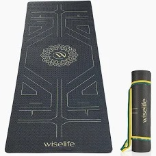 Wiselife Yoga Mat Sleek Yoga Strap Men Women Tpe Material 6Mm Charcoal Black