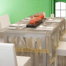 Dasvilla 4 To 6 Seater Rectangular Transparent Dining Table Cover Gold 54X78 Inches
