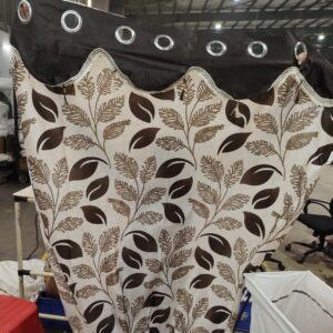 Cortina Brown Cream Coloured Set Of 2 Floral Door Curtains Size 7 Feet