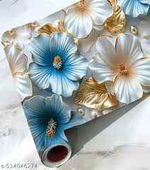 3D Wallpaper Featuring A Pattern Of Hibiscus Flowers 1Mtr Set Of 3