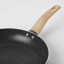 Non Stick Frying Pan With A Wooden Finish Handle