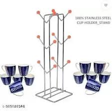 Stainless Steel Tea Cup Stand Cup Holder 12 Slots