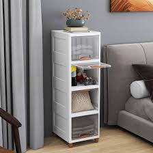 White Colour Plastic 4 Tier Cabinet Drawer