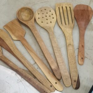 Handmade Mango Wood Spoon Spatula Set 7 Natural Wooden Spoons Spatulas Combo