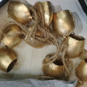 Round Rustic Tin Bells Christmas Decor Bells Set Of 9 Cowbell Festive Decor