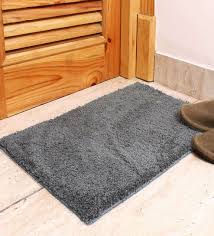 Dark Grey Solid Microfibre 17 X 12 Inches Anti Skid Doormat