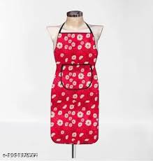 Floral Printed Apron For Mens And Womens Red