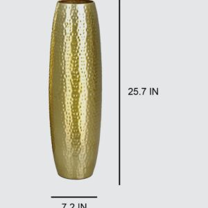 Elegant 23 Inch Gold Hammered Iron Floor Vase Decor Gold