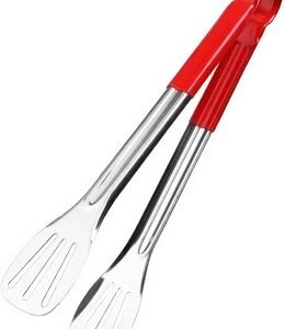 9 Inch Stainless Steel Kitchen Tong Red