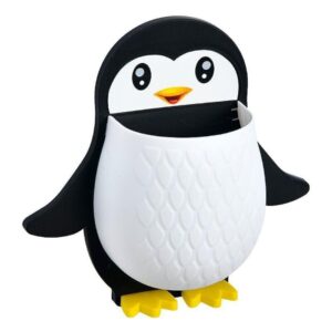Black Plastic Penguin Toothbrush And Paste Holder