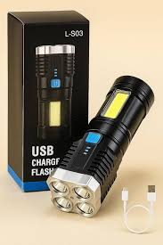 L S03 Usb Rechargeable Led Flashlight 4 Core Torch With High Power Led Flashlight