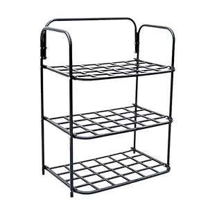 Plastic And Metal Shoe Rack 3 Tier Black