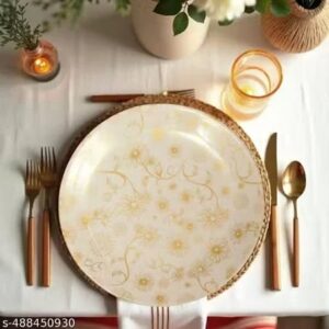 Ariya Plastic Printed Dinner Plate White
