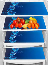 Blue Printed Fridge Mat Pack Of 4