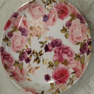 Pink Printed Flower Plated For Kitchen