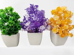 Multicolour Artificial Flower Pot Set Of 3