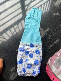 Alviro Reusable Pvc Flock Lined Gloves Kitchen Long Elbow Length 1 Pair Wet Gloves Free Size