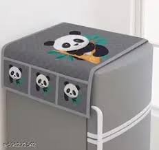 Black Fabric Fridge Top Cover Panda Design