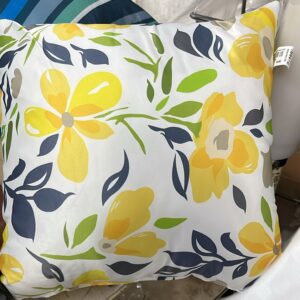 16X16 Inch White And Yellow Colour Flower Printed Cushion