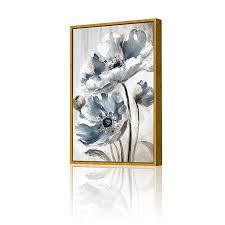 Art Street Canvas Painting Elegant Blue Flowers Decorative Wall Art Living Room Size 23X35 Inch