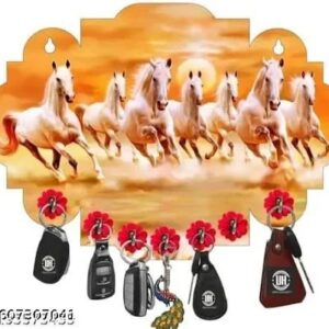 7 Horse Running Wooden Key Holder