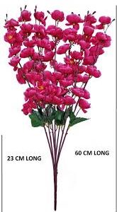 Artificial Flowers For Home Decoration Cherry Blossom Bunch 7 Branches Dark Pink Pack Of 2