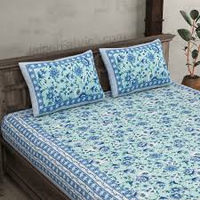 Occasion Double Bed Sheet Set Blue Colour