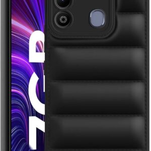 Black Colour Puffor Back Cover For Tecno Spark