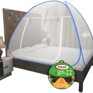White And Blue Double Bed Mosquito Net