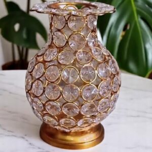 Handmade Brass Crystal Flower Pot