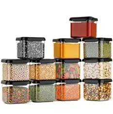 Plastic Transparent Air Tightener Spices Container 500 Ml Pack Of 12