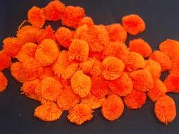 Orange Colour Pom Pom Balls For Home 50 Pieces