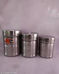 Stainless Steel Plain Dabaa Deep Dabba Storage Box Kitchen Dabba With Lid Size 7 To 9
