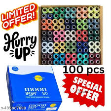 Super Moon Multicolor Polyester Sewing Thread 100 Pcs Box 150M 3 Ply 24 Different Color