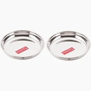 Hazel Stainless Steel Plates Set Silver Pack Of 2